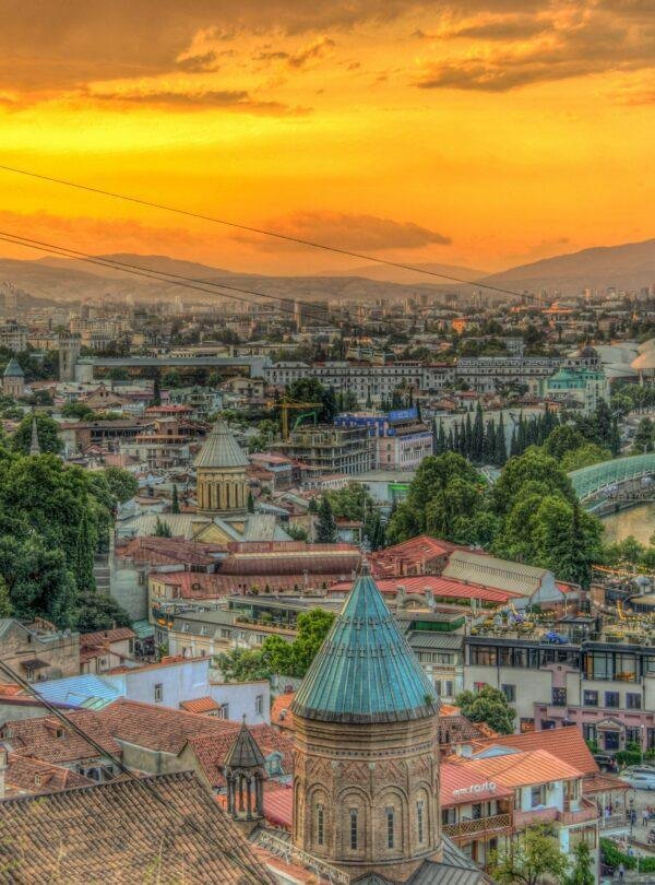 Ananuri Fortress medieval castle complex on the Aragvi River near Zhinvali Reservoir in Georgia