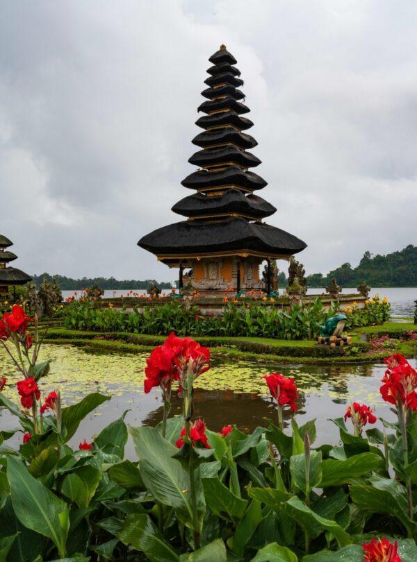 Uluwatu Temple cview over the Indian Ocean in Bali Indonesia