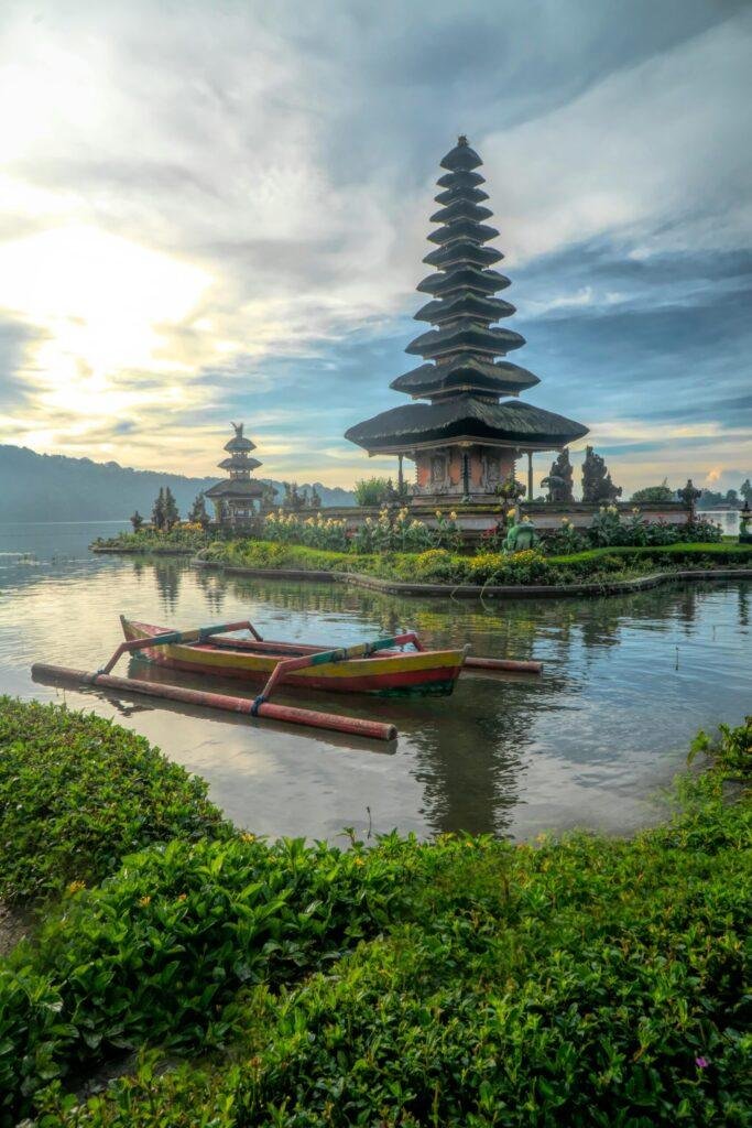 Bali temple with tropical scenery for international holiday package in Indonesia