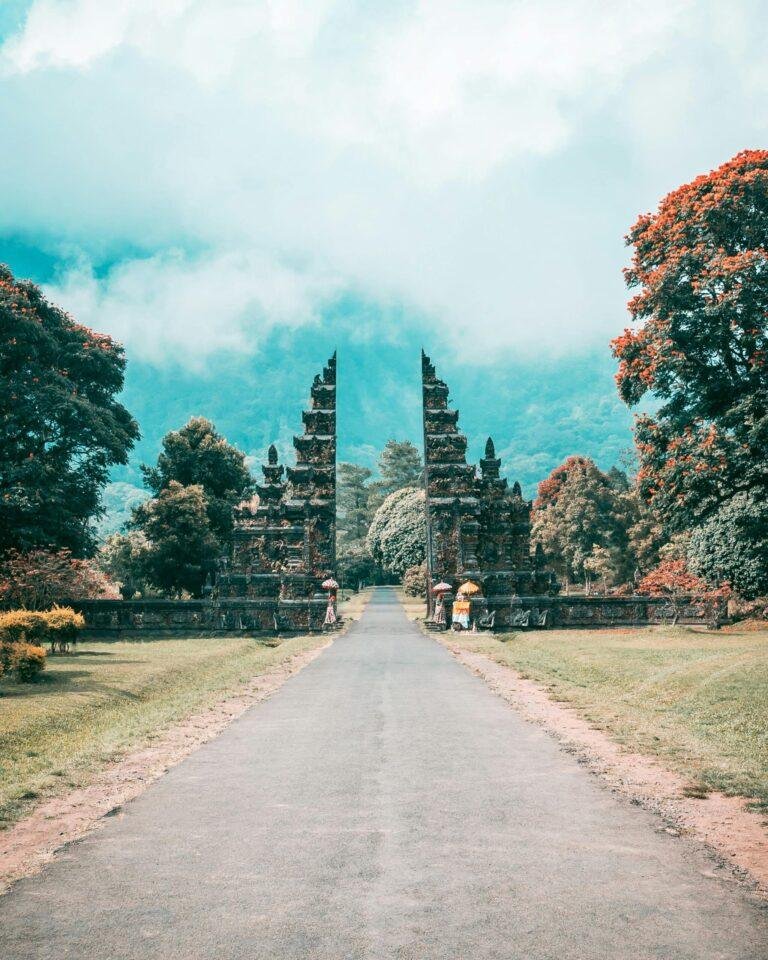 Scenic Bali landscape view with tropical scenery for Bali tour in Indonesia