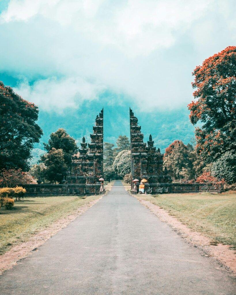 Scenic Bali landscape view with tropical scenery for Bali tour in Indonesia