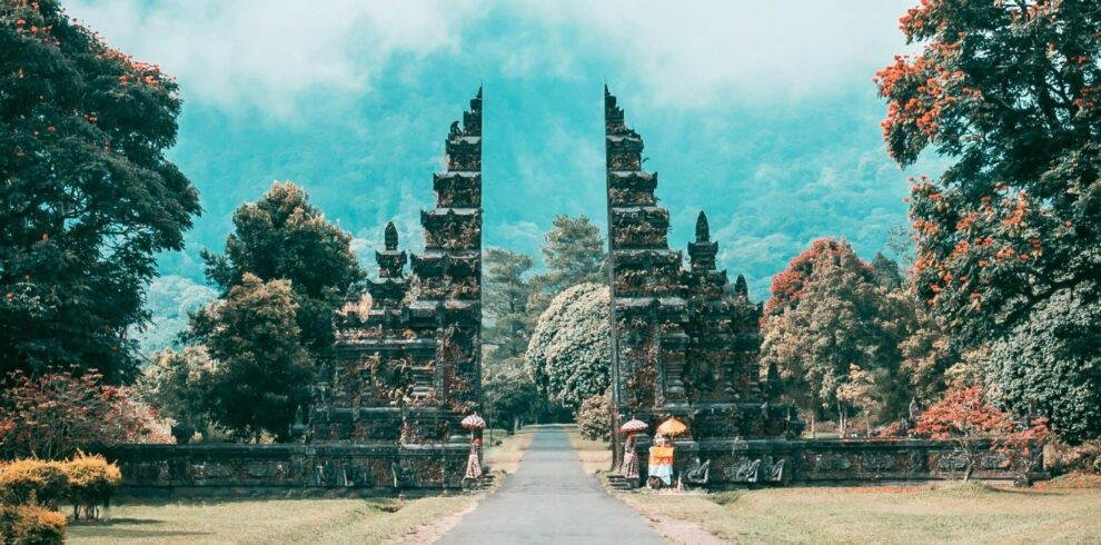 Scenic Bali landscape view with tropical scenery for Bali tour in Indonesia