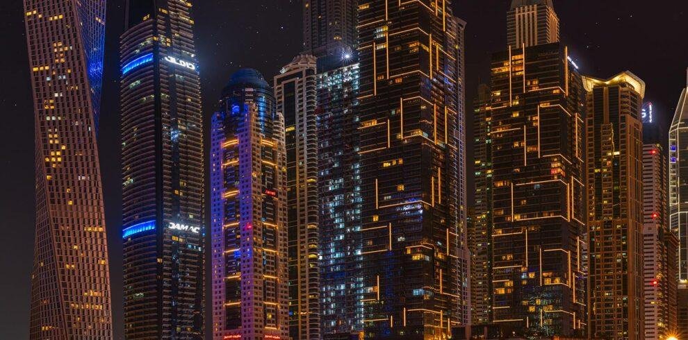 Dubai Marina waterfront with skyline views United Arab Emirates