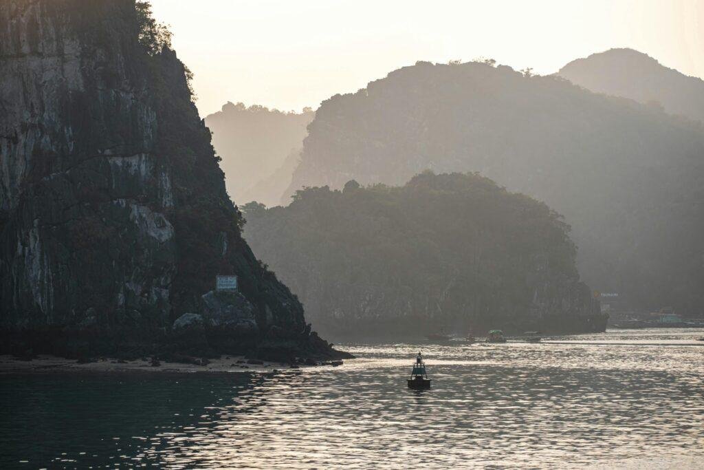 Ha Long Bay scenic limestone karsts and emerald waters in Vietnam