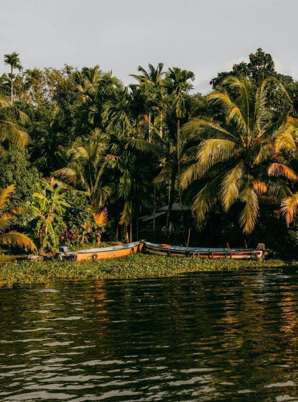 Kovalam Beach Kerala sunset with Vizhinjam lighthouse scenic coastline