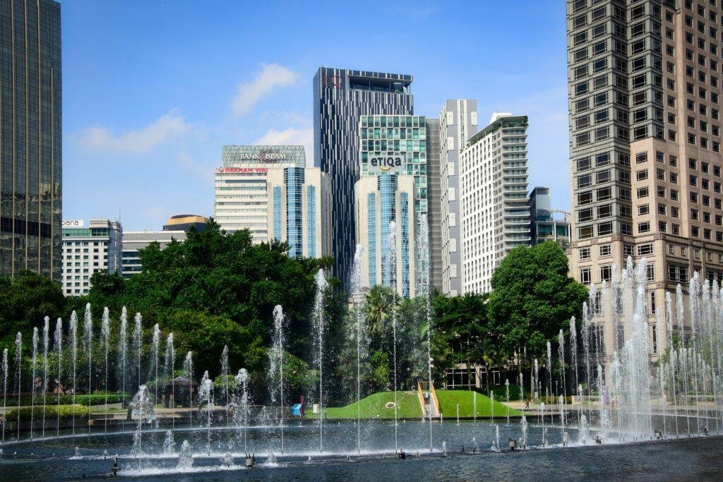 Panoramic city view of Kuala Lumpur skyline with skyscrapers and urban landscape in Malaysia