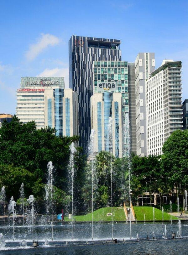 Panoramic city view of Kuala Lumpur skyline with skyscrapers and urban landscape in Malaysia