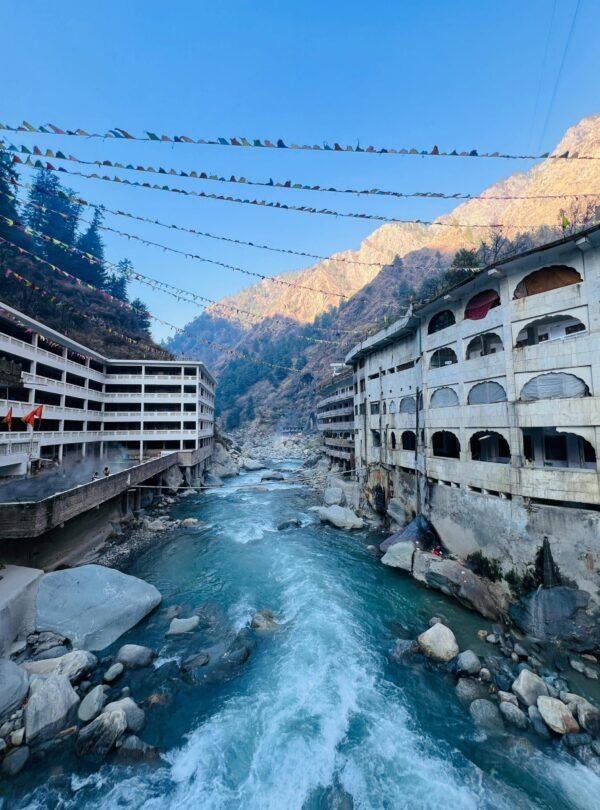 Boiling natural hot water springs at Manikaran on the Parvati River, Himachal Pradesh, India