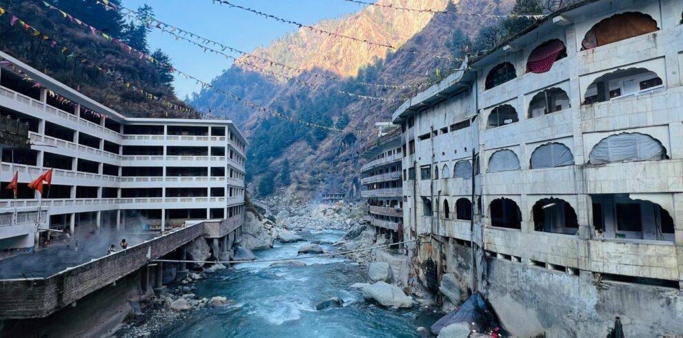 Boiling natural hot water springs at Manikaran on the Parvati River, Himachal Pradesh, India