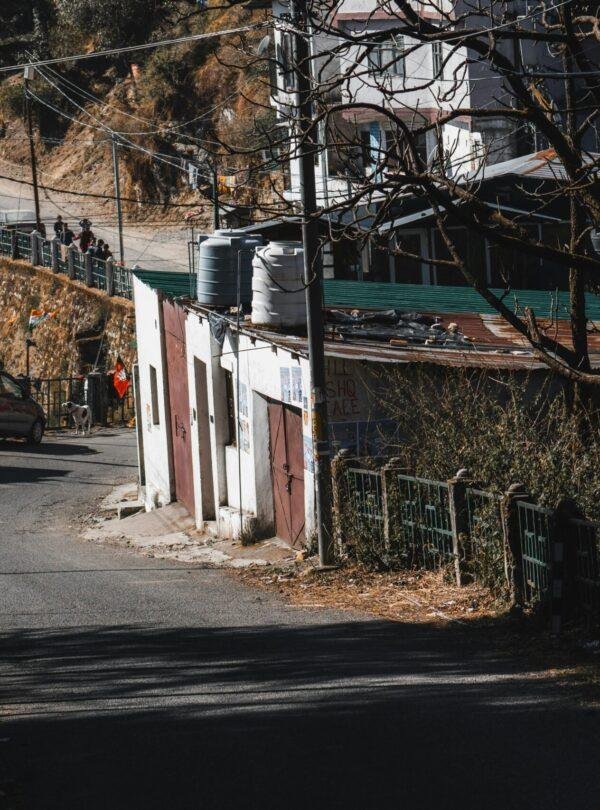 Colonial architecture along Mall Road in Shimla hill station, Himachal Pradesh, India