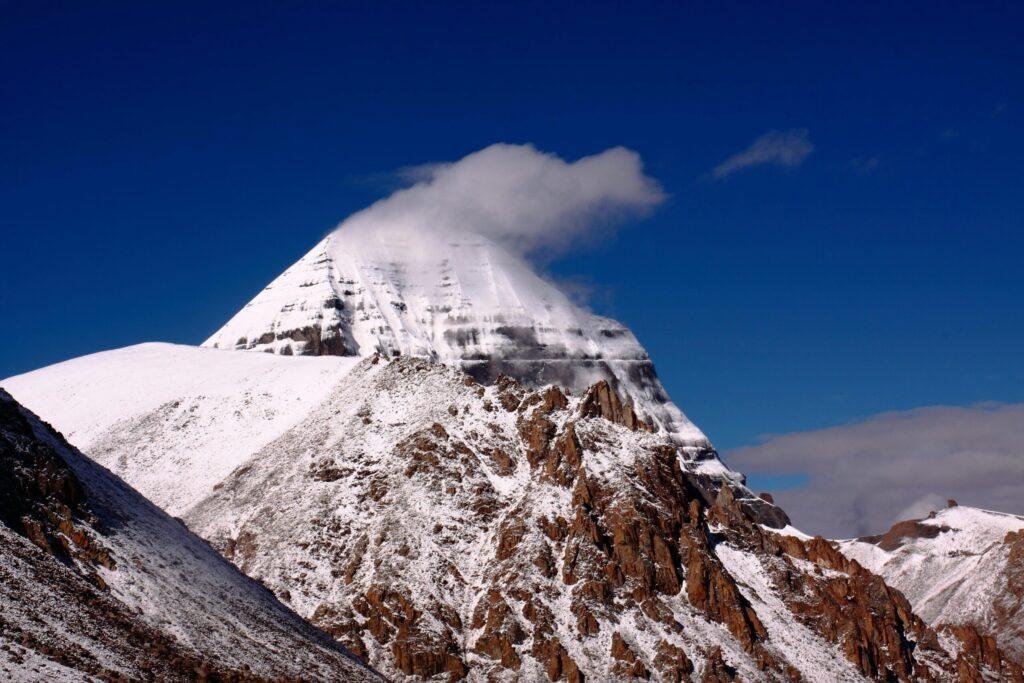 Spiti Valley Himalayan mountain view with Kailash Parvat peak in India