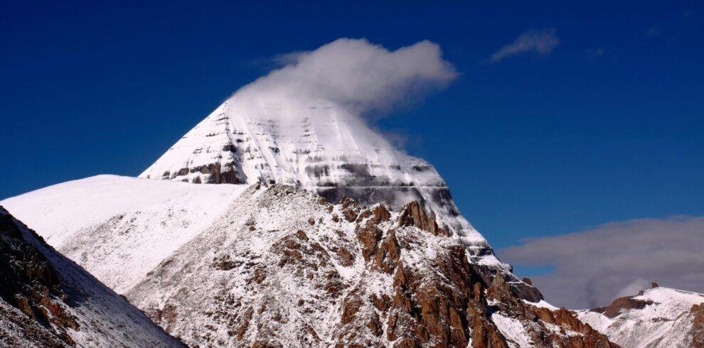 Spiti Valley Himalayan mountain view with Kailash Parvat peak in India