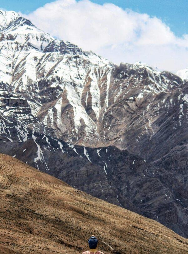 Spiti Valley Himalayan mountain landscape with rugged terrain in Himachal Pradesh India